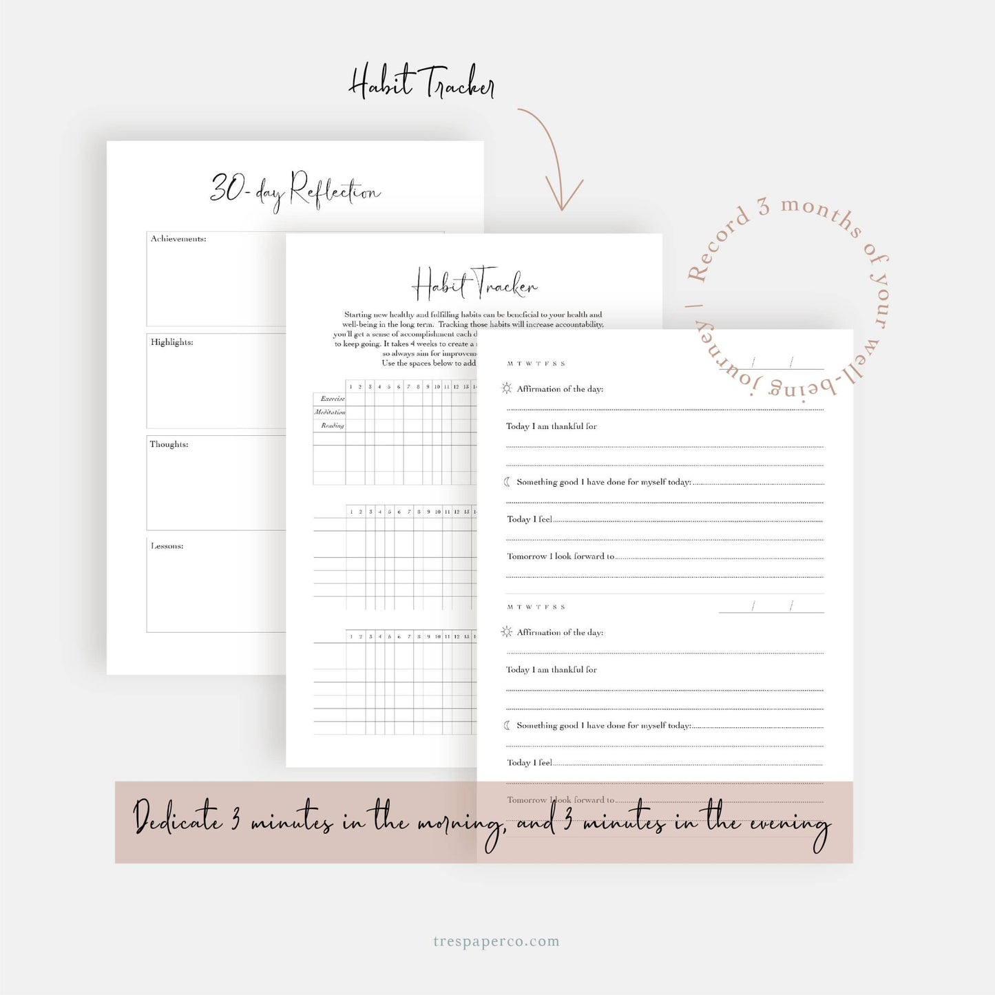 Gold Foil Happy Mind Well - Being Daily Journal - Boston CandleLux