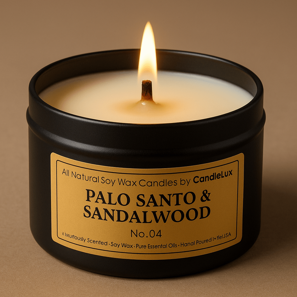 Palo Santo & Sandalwood | Wood - Wick Soy Candle (8 oz) - Boston CandleLux