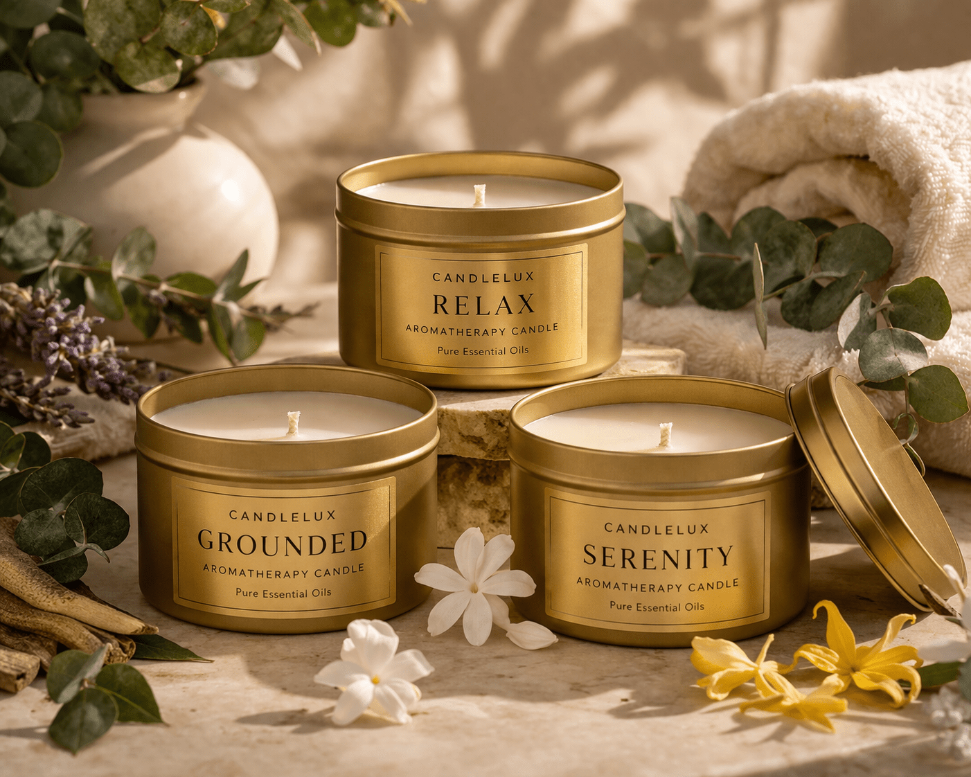 Aromatherapy Travel Candles | Essential Oil Soy Wax | CandleLux RELAX