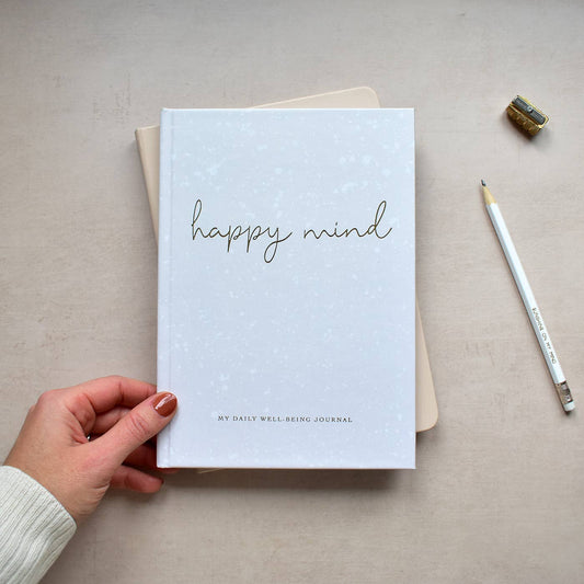 Gold Foil Happy Mind Well - Being Daily Journal - Boston CandleLux