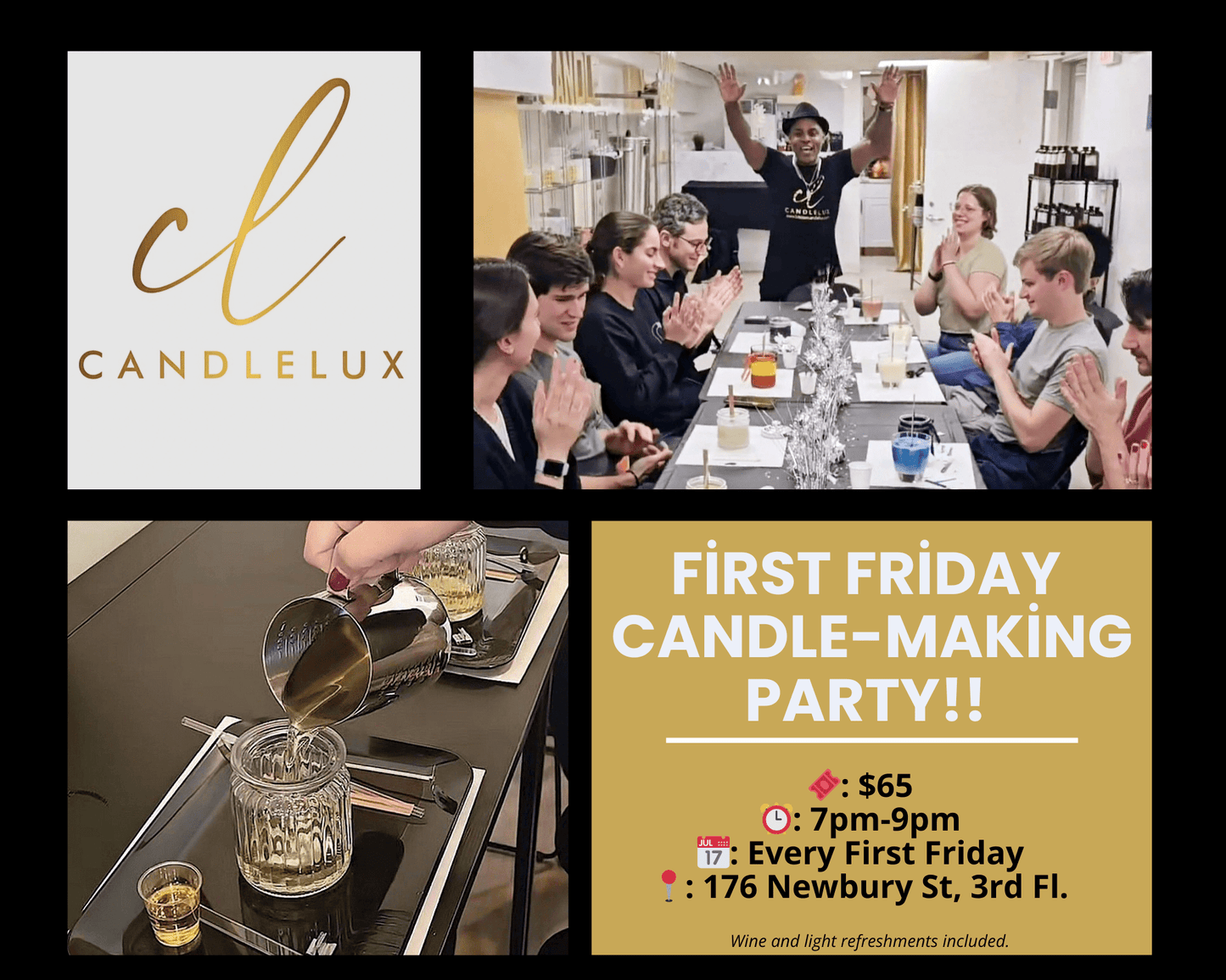 FIRST FRIDAY Candle - Making Party: A Hands - On, Wellness Focused Experience - Boston CandleLux