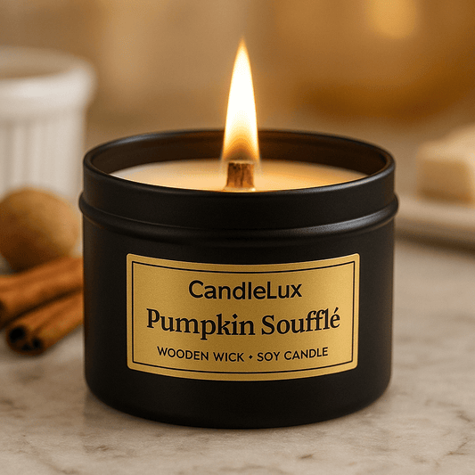 Pumpkin Soufflé | Wood - Wick Soy Candle (8 oz) - Boston CandleLux