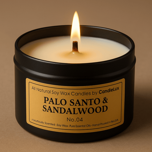 Palo Santo & Sandalwood | Wood - Wick Soy Candle (8 oz) - Boston CandleLux