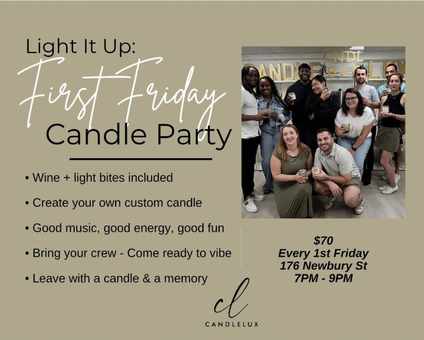FIRST FRIDAY Candle Party: Candle + Wine + Vibes